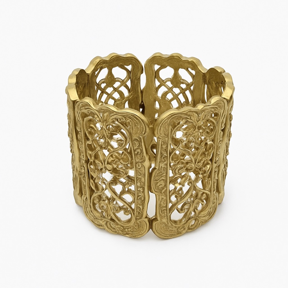Elegant Gold Filigree Cuff Bracelet